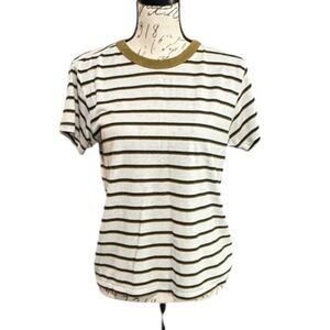 Prana White Striped Everyday Vintage-Washed Short-Sleeve T-shirt